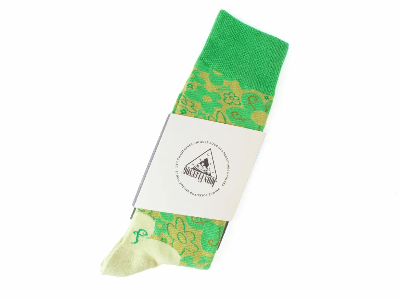 Fluevog Shoes Monkey Vog Socks | Custom Floral Sock Green Flash Sale