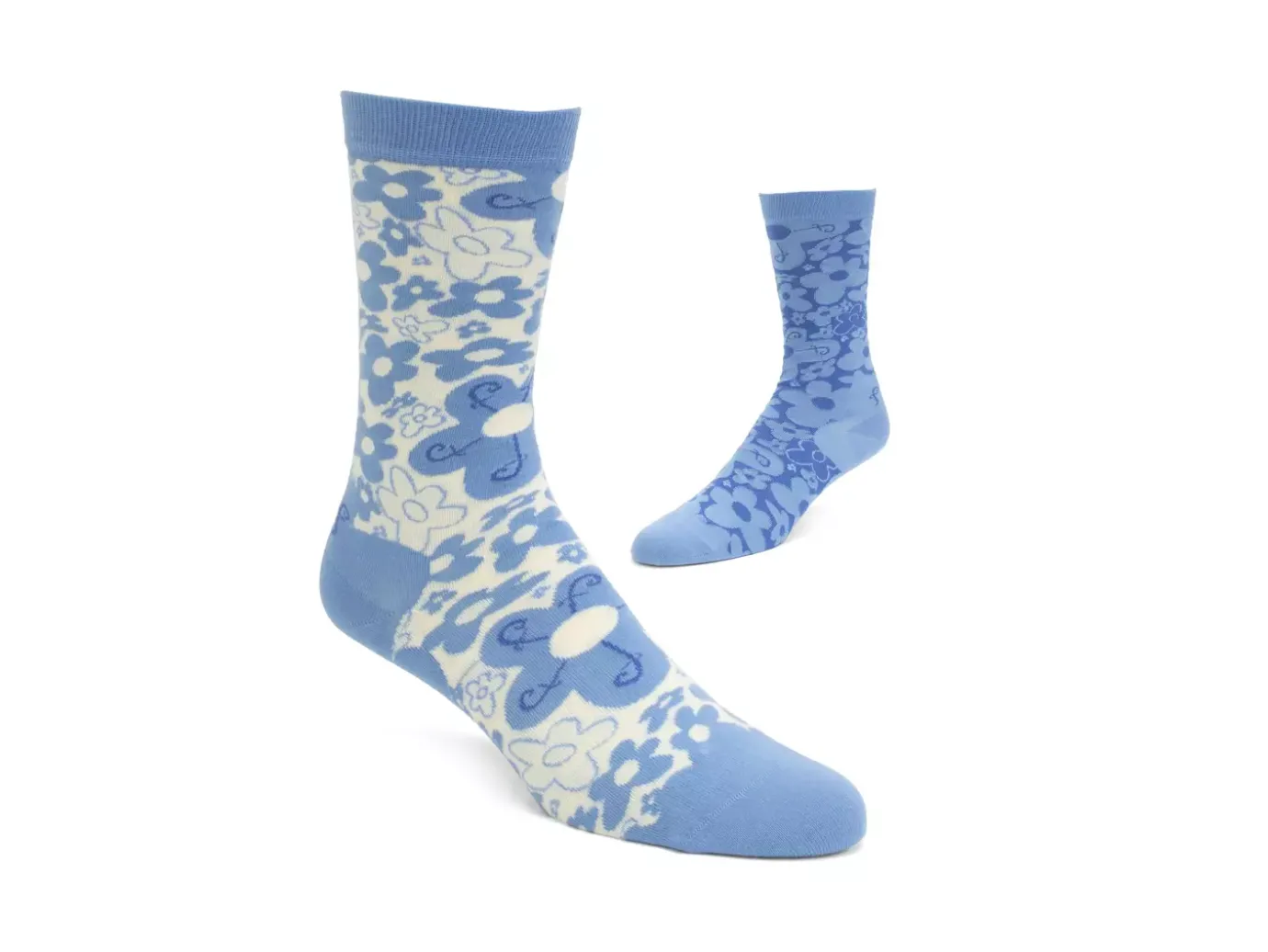 Fluevog Shoes Monkey Vog Socks | Custom Floral Sock Blue Floral Twins New