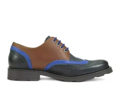 Fluevog Shoes Nathaniel | Double Wingtip Derby Green/Blue/Brown Flash Sale