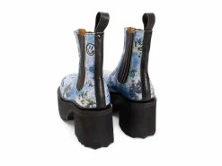Fluevog Shoes Nerds | Platform Chelsea Boot Blue Graffiti Clearance