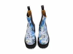 Fluevog Shoes Nerds | Platform Chelsea Boot Blue Graffiti Clearance