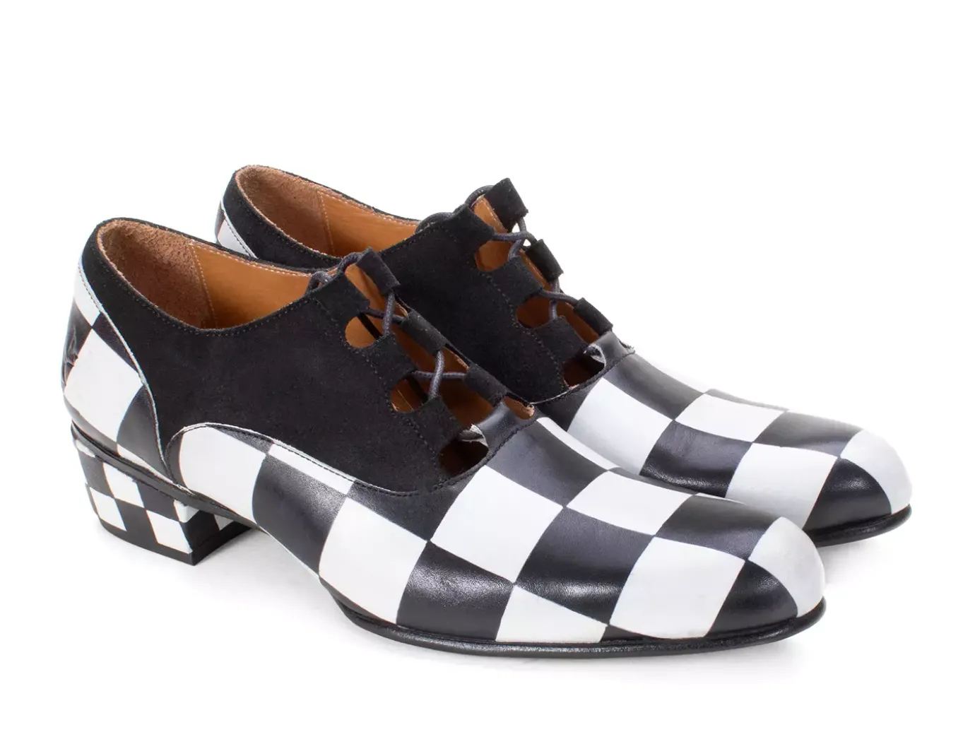 Fluevog Shoes Obero | Open Lace-Up Shoe Black/White Discount