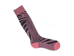 Fluevog Shoes Oberon Vog Socks | Knee-High Optical Illusion Sock Pink/Black Flash Sale