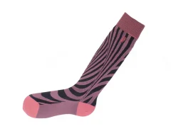 Fluevog Shoes Oberon Vog Socks | Knee-High Optical Illusion Sock Pink/Black Flash Sale