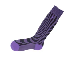 Fluevog Shoes Oberon Vog Socks | Knee-High Optical Illusion Sock Purple/Black Sale