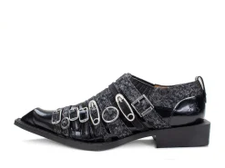 Fluevog Shoes Ozzy | Slip-On Swordfish Buckle Shoe Black Hot
