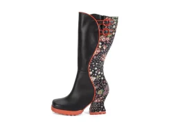 Fluevog Shoes Pare | Zip-Up Tall Boot Black/Floral Best