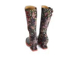 Fluevog Shoes Pare | Zip-Up Tall Boot Black/Floral Cheap