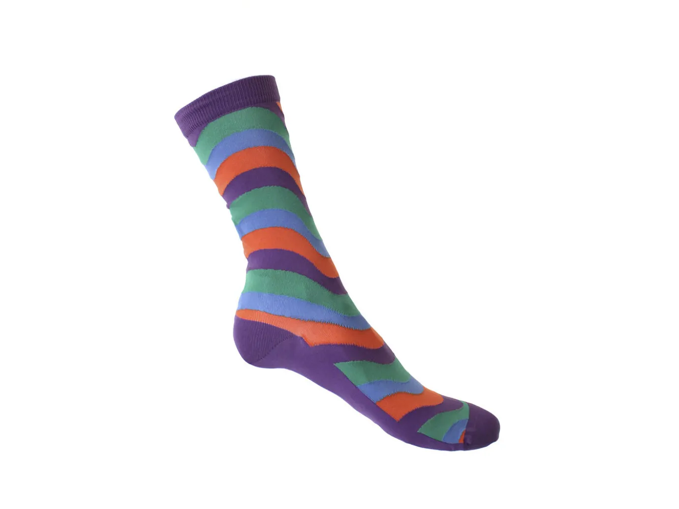 Fluevog Shoes Peggy-Sue Vog Socks | Wave Patterned Sock Purple/Green New