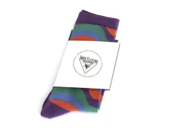 Fluevog Shoes Peggy-Sue Vog Socks | Wave Patterned Sock Purple/Green New