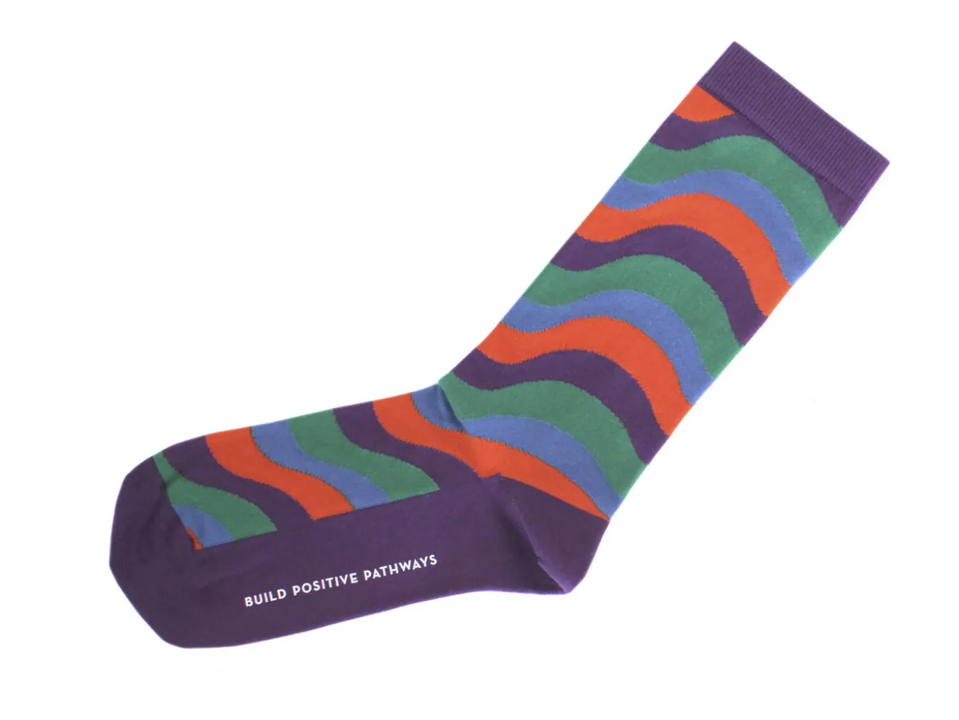 Fluevog Shoes Peggy-Sue Vog Socks | Wave Patterned Sock Purple/Green New