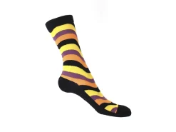 Fluevog Shoes Peggy-Sue Vog Socks | Wave Patterned Sock Black/Yellow Sale