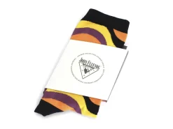 Fluevog Shoes Peggy-Sue Vog Socks | Wave Patterned Sock Black/Yellow Sale