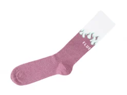 Fluevog Shoes Pico Vog Socks | Sparkly Flame Sock White/Pink Cheap