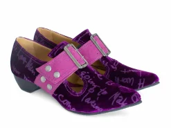 Fluevog Shoes Pilgrim | Buckled Victorian Loafer Purple Velvet Hot