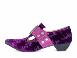 Fluevog Shoes Pilgrim | Buckled Victorian Loafer Purple Velvet Hot