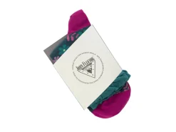 Fluevog Shoes Purrcy Vog Socks | Floral Ruffle Sock Teal/Pink Cheap