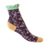 Fluevog Shoes Purrcy Vog Socks | Floral Ruffle Sock Purple/Orange Hot
