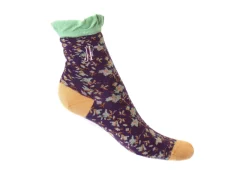 Fluevog Shoes Purrcy Vog Socks | Floral Ruffle Sock Purple/Orange Hot