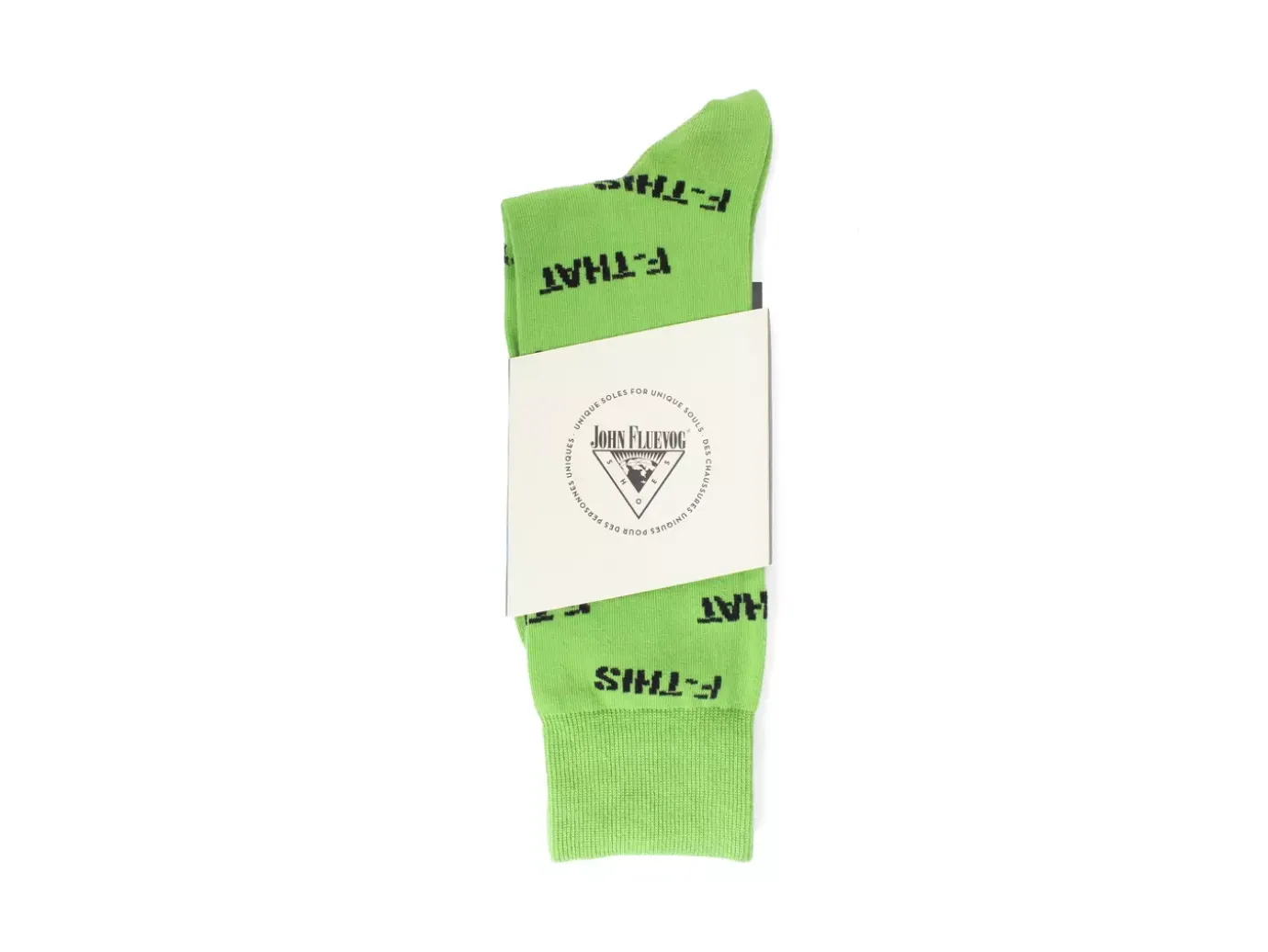 Fluevog Shoes Putzee Vog Socks | F-This F-That Sock Green/Black Hot