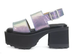 Fluevog Shoes Razzle | Platform Sandal Blue Metallic Sale