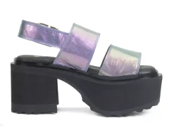 Fluevog Shoes Razzle | Platform Sandal Blue Metallic Sale