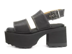 Fluevog Shoes Razzle | Platform Sandal Black Clearance