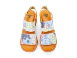 Fluevog Shoes Razzle | Platform Sandal Patchwork/Orange Clearance