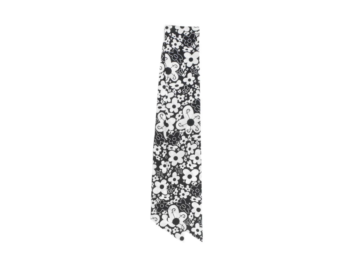 Fluevog Shoes Rebel Petal Scarf | Floral Tie Scarf Black/White Clearance