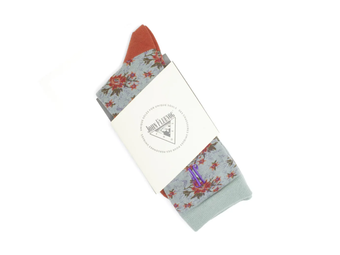 Fluevog Shoes Rey Vog Socks | Vintage Floral Sock Teal/Copper Store