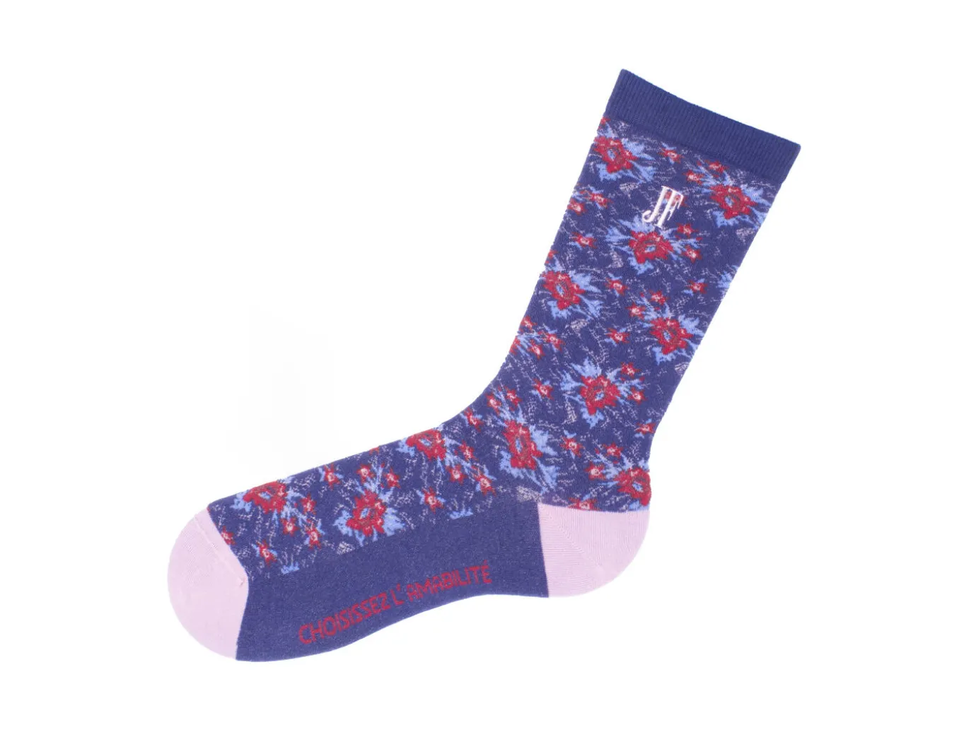 Fluevog Shoes Rey Vog Socks | Vintage Floral Sock Navy Flash Sale
