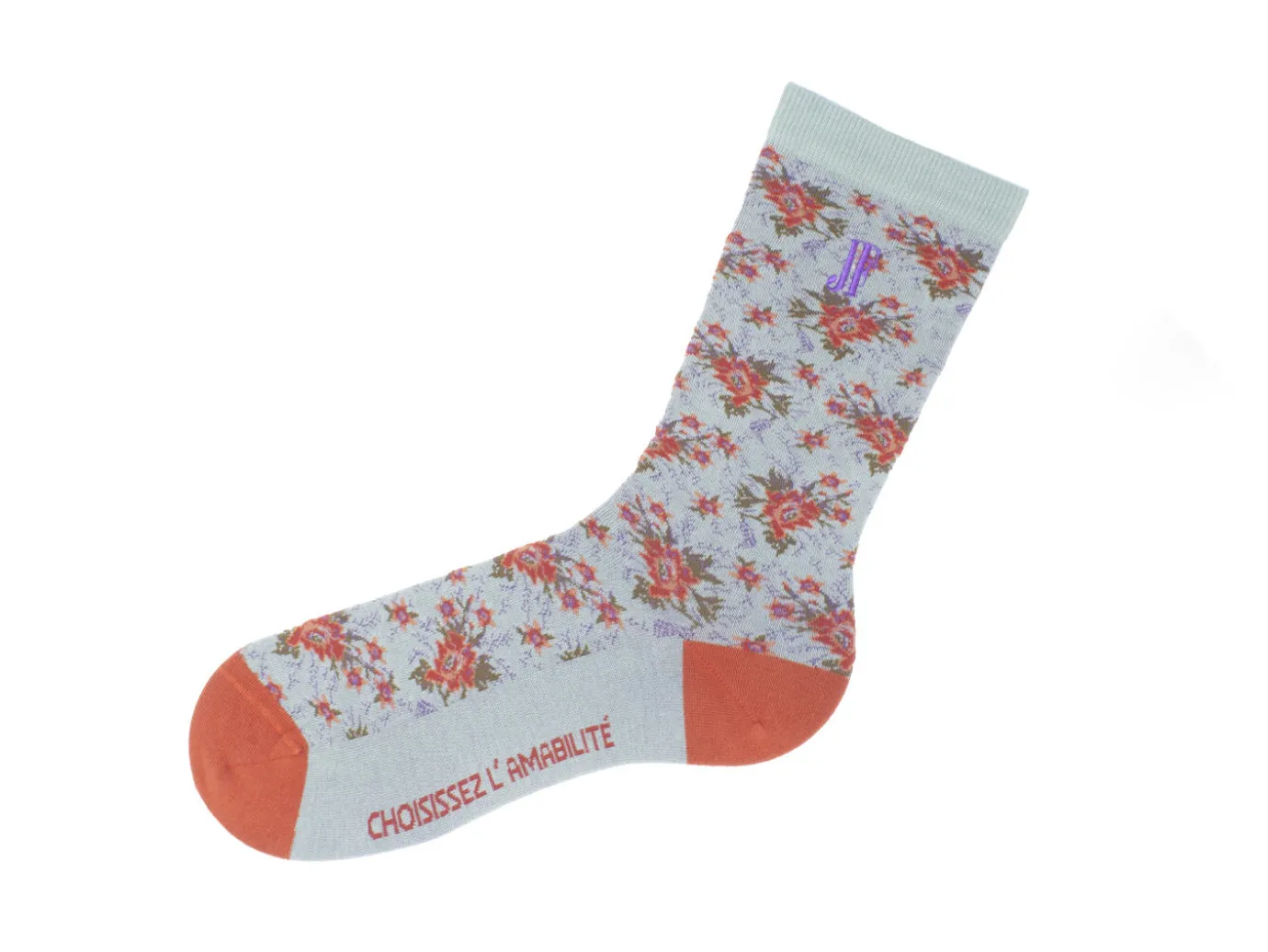 Fluevog Shoes Rey Vog Socks | Vintage Floral Sock Teal/Copper Best Sale