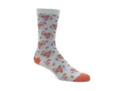 Fluevog Shoes Rey Vog Socks | Vintage Floral Sock Teal/Copper Flash Sale