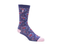 Fluevog Shoes Rey Vog Socks | Vintage Floral Sock Navy Flash Sale