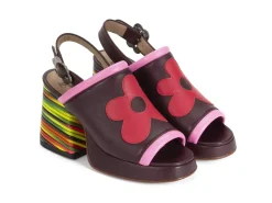 Fluevog Shoes Riverdale | Slingback Platform Heel Burgundy/Pink Outlet