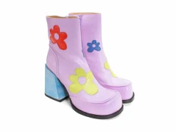 Fluevog Shoes Rory | Flower Zip-Up Boot Purple/Multi Floral Store