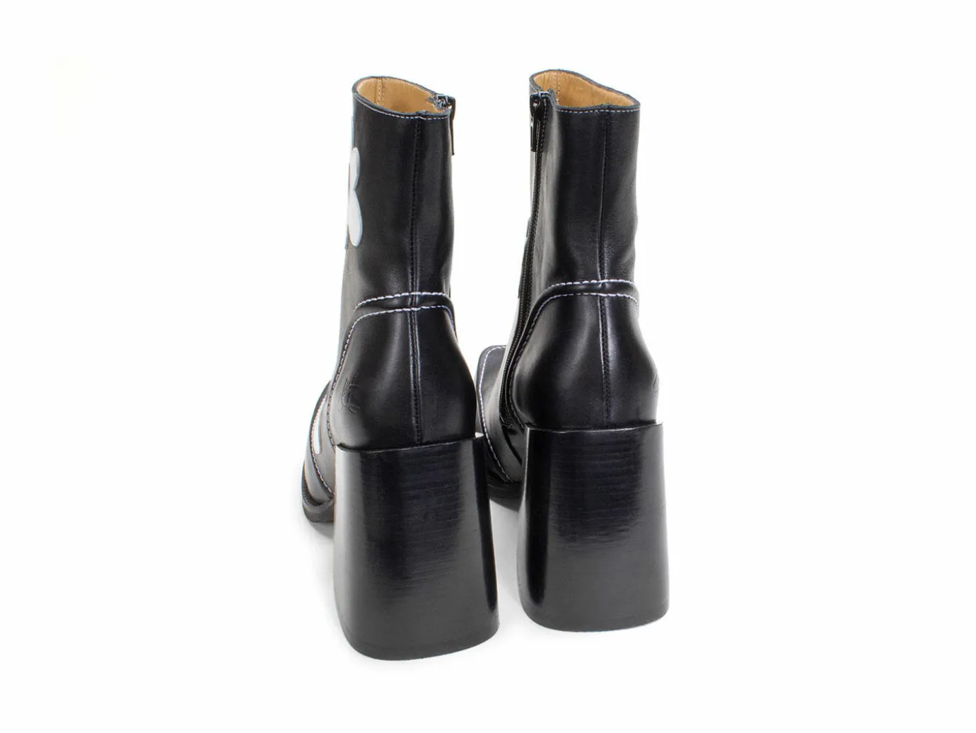 Fluevog Shoes Rory | Flower Zip-Up Boot Black/White Floral Outlet