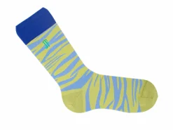 Fluevog Shoes Sargent Vog Socks | Zebra Pattern Sock Blue/Green Hot