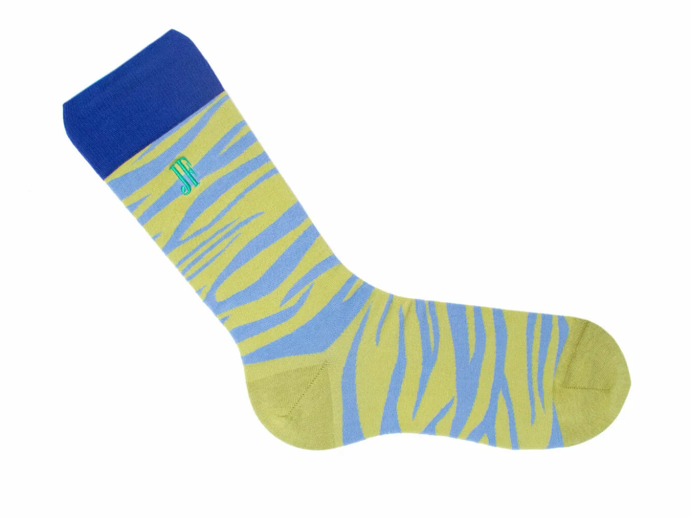 Fluevog Shoes Sargent Vog Socks | Zebra Pattern Sock Blue/Green Hot