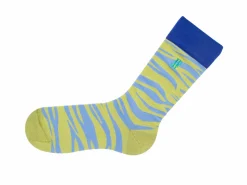 Fluevog Shoes Sargent Vog Socks | Zebra Pattern Sock Blue/Green Hot