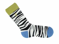 Fluevog Shoes Sargent Vog Socks | Zebra Pattern Sock Cream/Black Best Sale