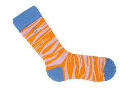 Fluevog Shoes Sargent Vog Socks | Zebra Pattern Sock Orange/Lavender Cheap