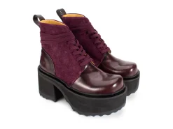 Fluevog Shoes Smarty | Lace-Up Platform Boot Burgundy Outlet