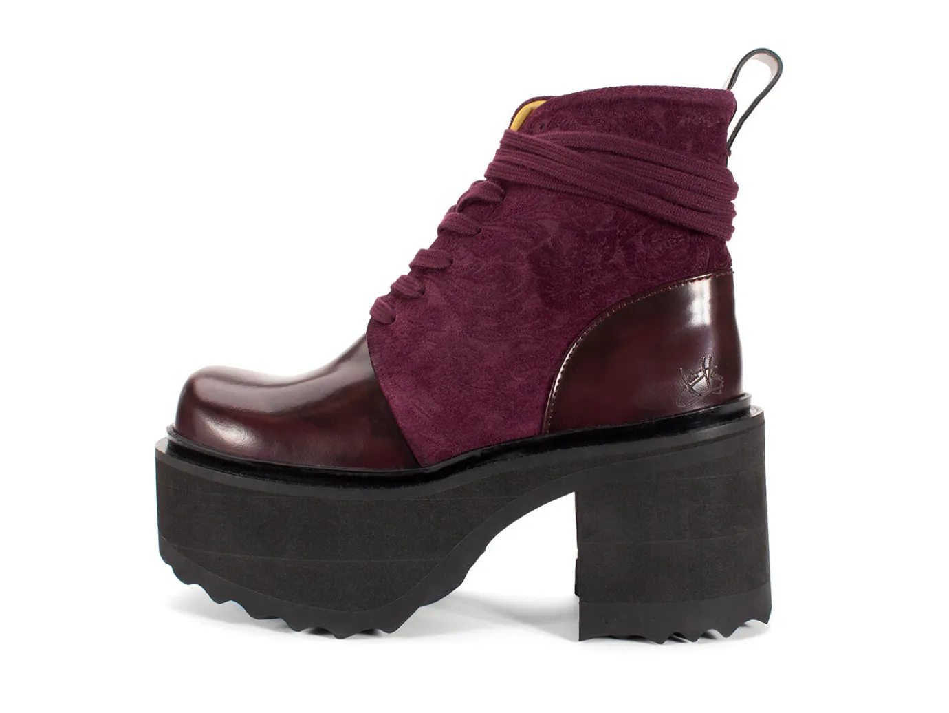 Fluevog Shoes Smarty | Lace-Up Platform Boot Burgundy Outlet