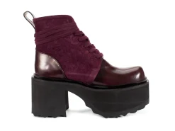 Fluevog Shoes Smarty | Lace-Up Platform Boot Burgundy Outlet