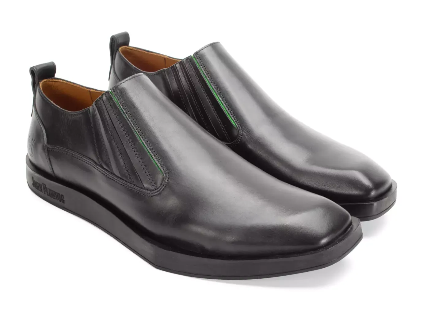 Fluevog Shoes Snazzy | Slip-On Leather Shoe Black/Green Discount