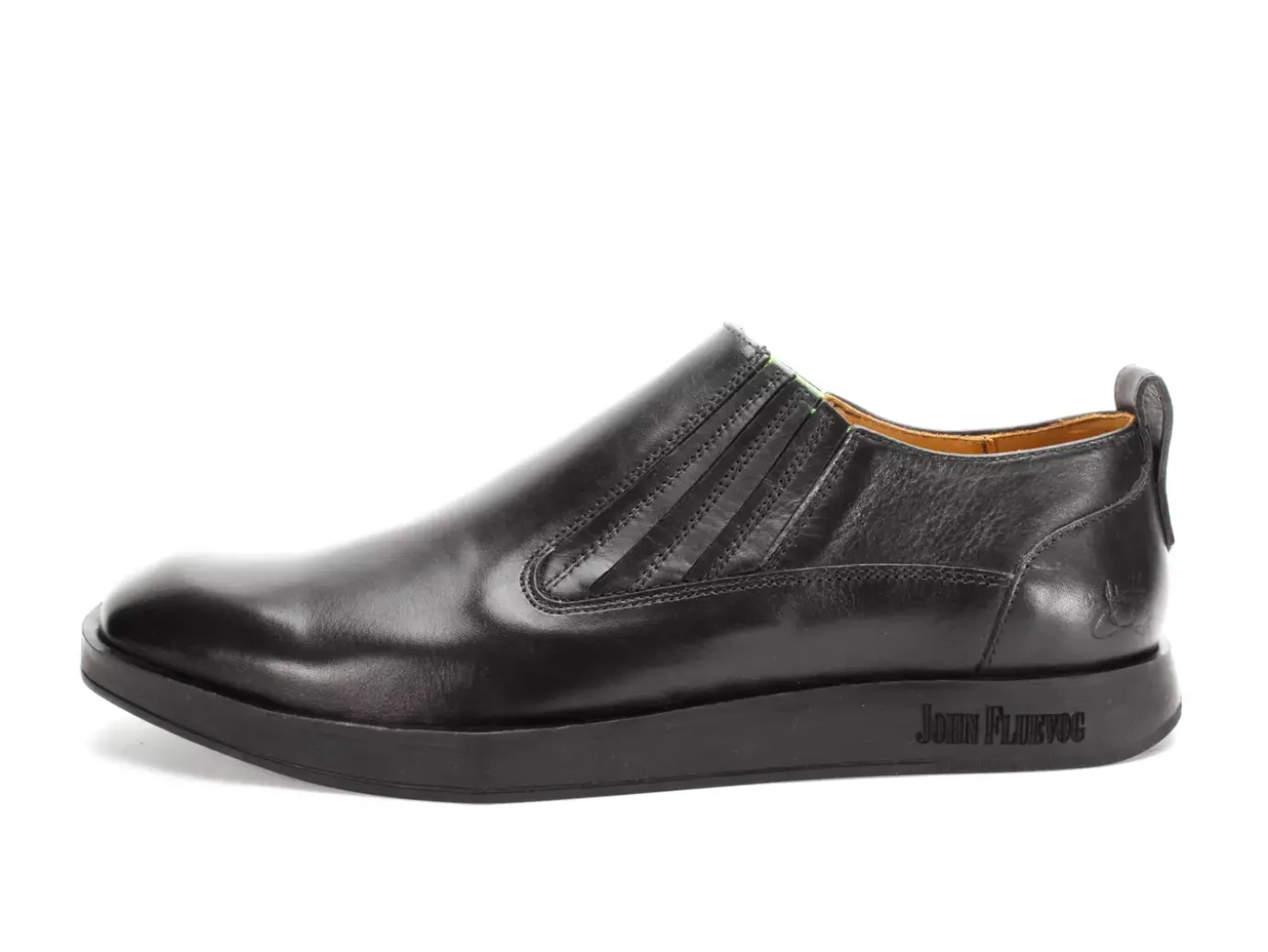 Fluevog Shoes Snazzy | Slip-On Leather Shoe Black/Green Discount