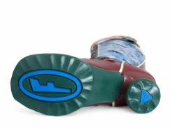 Fluevog Shoes Sugarcandy | Tall Buckle Boot With Zipper Burgundy/Graffiti Flash Sale