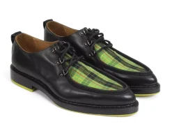 Fluevog Shoes Thorp | D-Ring Lace-Up Shoe Black/Green Plaid Online