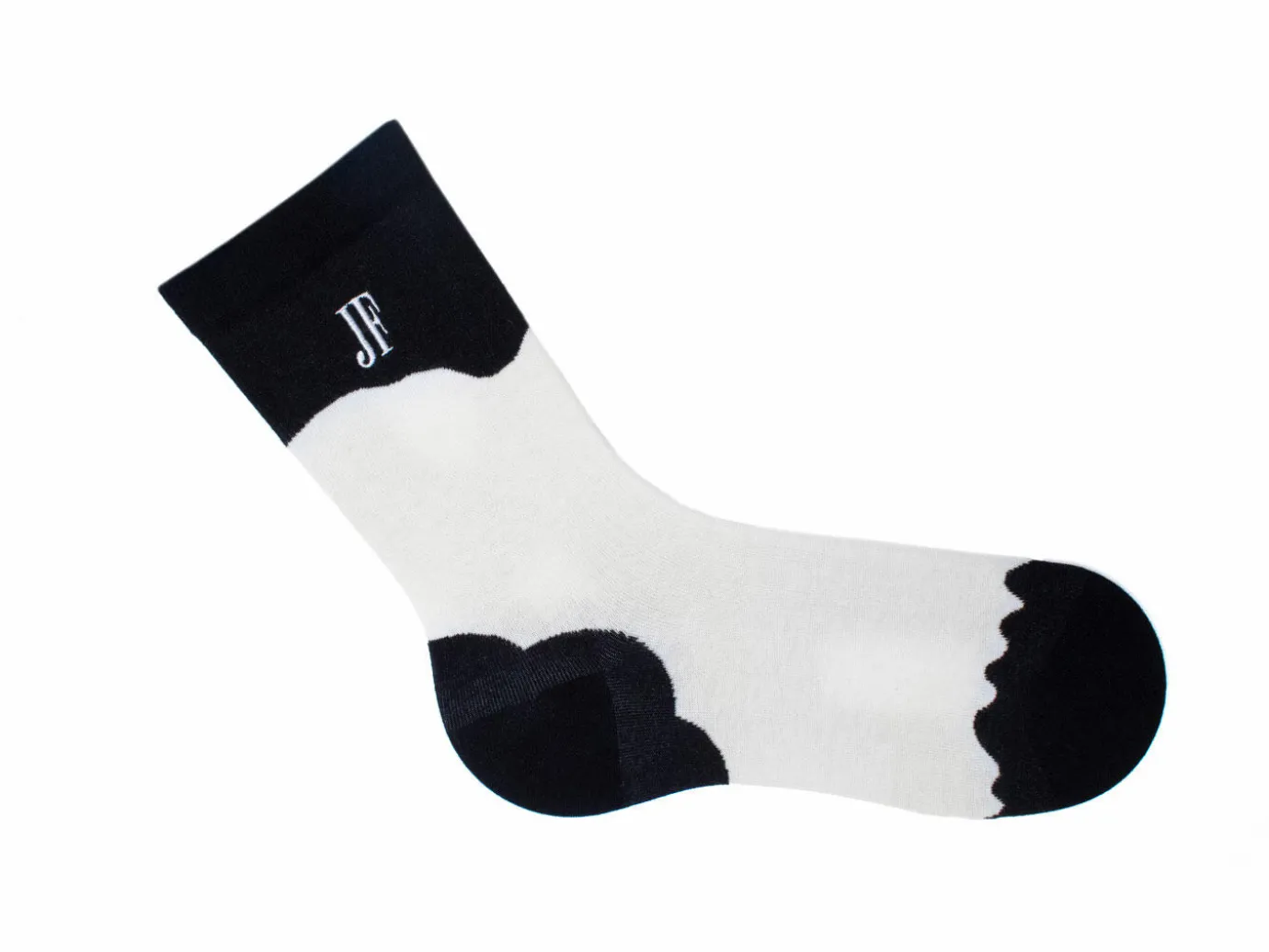 Fluevog Shoes Tobiko Vog Socks | Contrast Pattern Sock Black/White Online